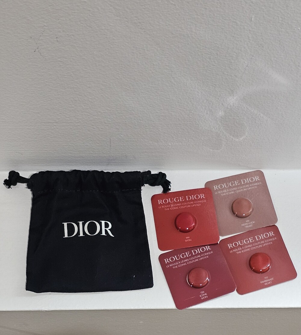 DIOR ROUGE 4PC LIPSTICK SAMPLES & DRAWSTRING POUCH